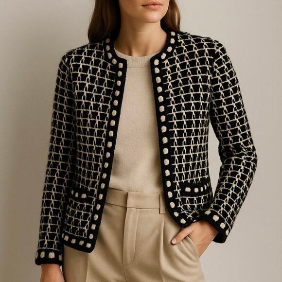 J.Crew Sweaters - J.Crew Handknit Wool Cardigan Lady Jacket L Parisian Inspired Textured Knit